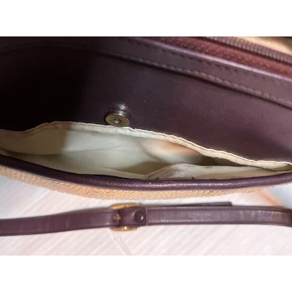 Etienne Aigner Crossbody Handbag Straw Vinyl Trim Zipper Close Boho Chic Classic - Picture 8 of 8